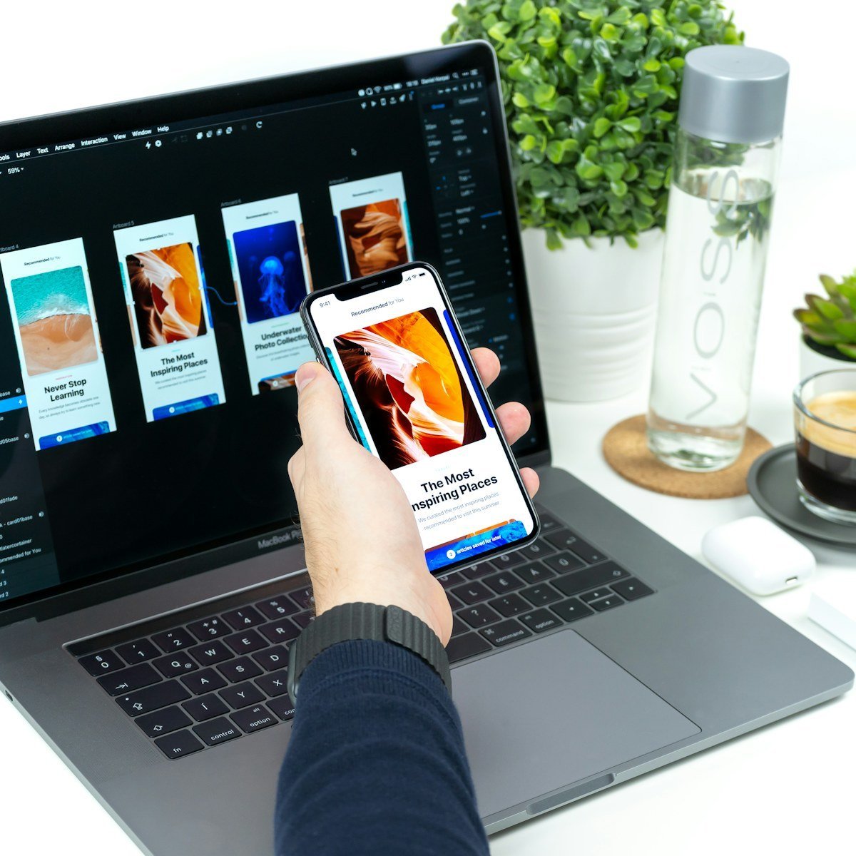 Responsive website design viewed across laptop and phone.